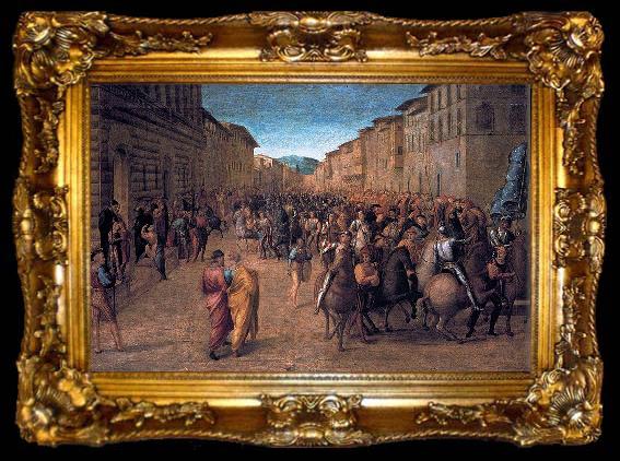 framed  Francesco Granacci Entry of Charles VIII into Florence, ta009-2
